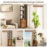 Tangkula Tall Corner Storage Cabinet, 71" Industrial 6 Tier Storage Shelf w/Door Cabinet