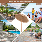 Tangkula 7.2 FT Thatched Patio Umbrella, Hawaiian Style Grass Beach Umbrella with Tilt Adjustment