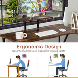L-Shaped Reversible Computer Desk, 2 Person Long Computer Workstation w/Movable Monitor Stand