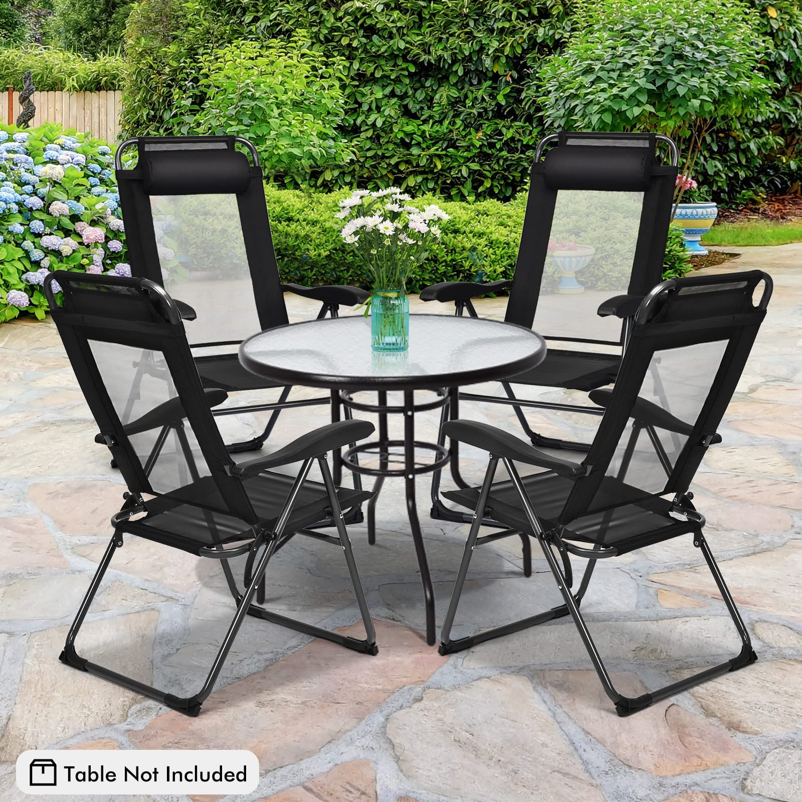 Folding Patio Dining Chairs Set of 2 - Tangkula
