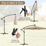 TANGKULA 10FT Solar Offset Umbrella, Tilted Cantilever Hanging Umbrella with 112 LED Lights