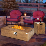Tangkula 2 Pieces Outdoor Propane Fire Pit Table Set, Patiojoy 48 Inch Rustic 50,000 BTU Rectangular Gas Fire Pit Table
