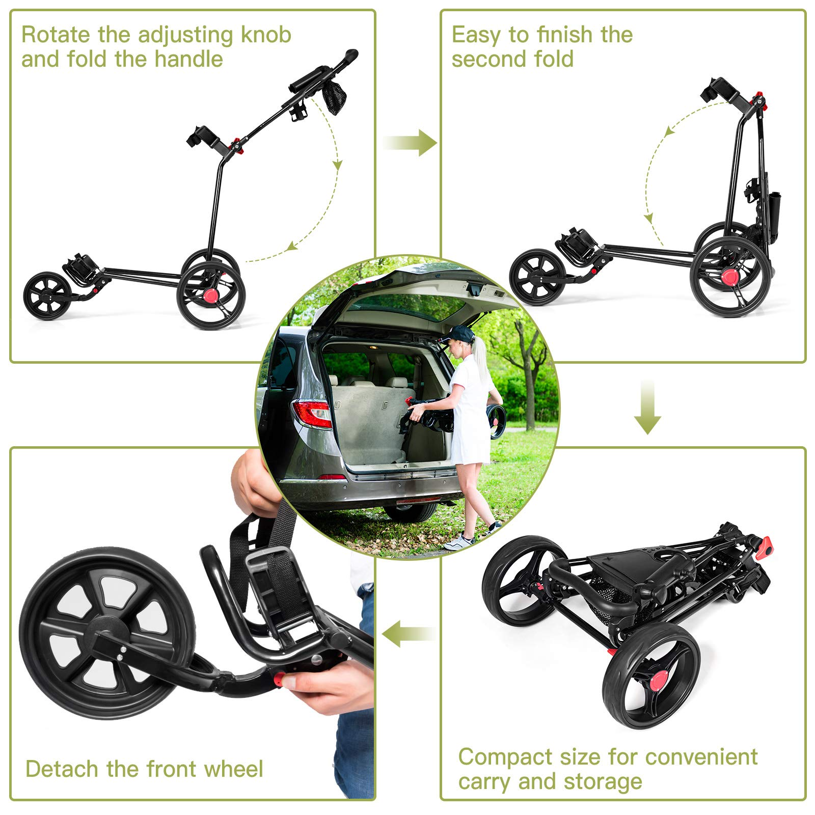Lightweight Collapsible Golf Pull Cart - Tangkula