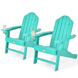 Tangkula Adirondack Chair Outdoor, Fade Resistant HDPE Armchairs with Cup Holder