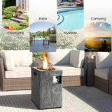 Tangkula 16 Inch Patio Propane Fire Pit, Patiojoy Electronic Ignition Square Gas Fire Pit with Protective Cover