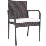 PATIOJOY Outdoor Patio Wicker Chairs Set of 4, with Heavy Duty Steel Frame and Soft Cushions (Brown)