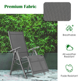 Tangkula Outdoor Folding Lounge Chair, Patio Reclining Chair W/7 Adjustable Backrest & Footrest Positions