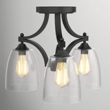 Tangkula Glass Ceiling Light Fixture, Clear Glass Shade, Semi Flush Mount Ceiling Light w/ Sturdy Metal Canopy