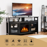 Tangkula Fireplace TV Stand, Farmhouse Media Console Table w/18 1500W Electric Fireplace for Flat Screen TVs up to 65"