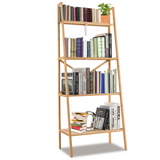 Tangkula 4 Tier Bamboo Ladder Bookshelf, Freestanding Plant Display Stand