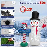 Tangkula 6 FT Inflatable Christmas Snowman, Blow up Xmas Decoration w/ Penguin Guidepost