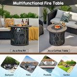 Tangkula 32 Inch Patio Round Fire Pit Table