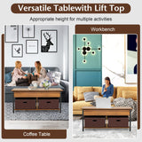 Tangkula Lift Top Coffee Table, Multifunctional Pop-up Central Table with Lifting Tabletop
