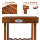 PATIOJOY Shoe Rack Bench, 3-Tier Shoe Organizer, Storage Shelf & Seat, Made of Sturdy Acacia Wood