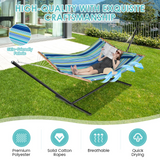 Tangkula 10.5FT Double Hammock, Heavy Duty Outdoor Hammock with Curved Spreader Bars