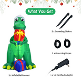 Tangkula 6 FT Christmas Inflatable Dinosaur, Indoor & Outdoor Christmas Decoration