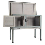 Tangkula Elevated Wood Rabbit Hutch (Grey)