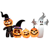 Tangkula 7.5 FT Halloween Inflatable Pumpkin Patch with Ghost, Skeleton & Witches Hats