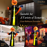Tangkula 10 FT Halloween Inflatable Pumpkin Ghosts w/ Built-in LED Lights, Inflatable Grim Reaper Pumpkin with Scythe