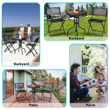 Tangkula 3 Pieces Folding Patio Bistro Set, Outdoor Folding Chairs & Table Set