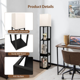 Tangkula Modern Shelf Floor Lamp, Dimmable Standing Lamp Shelf