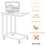 Tangkula Industrial Mobile Side Table, Movable End Table for Coffee Tablet