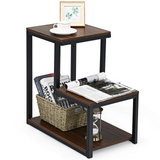 Tangkula 3-Tier Sofa Side Table, Nightstand with Storage Shelf