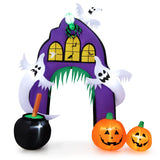 Tangkula 9 FT Tall Halloween Inflatable Castle Archway, Blow-up Walkway w/ Spider, Ghosts, Pumpkins, Cauldron