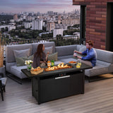 Tangkula 57 Inches Propane Fire Pit Table, Patiojoy 50,000 BTU Outdoor Rectangular FirePit Table