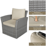 Tangkula 4 Pieces Patio Furniture Set, Outdoor Conversation Set with Cushions and Coffee Table