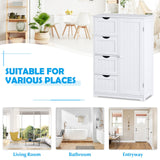 Bathroom Floor Cabinet, Free Standing Storage Cabinet with 4 Drawers & Single Door, 22 x 12 x 32 Inches