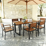 Tangkula 7PCS Outdoor Dining Set, Patio Dining Furniture Set with Sturdy Steel Frame