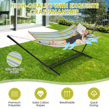 Tangkula 10.5FT Double Hammock, Heavy Duty Outdoor Hammock with Curved Spreader Bars