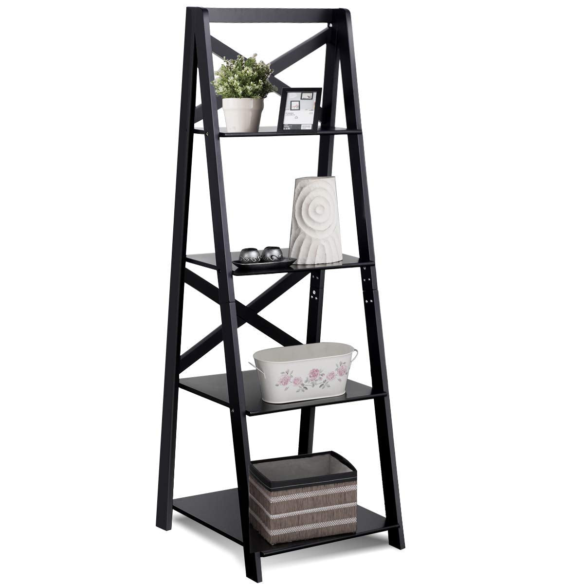 4-Tier Ladder Shelf Bookcase - Tangkula