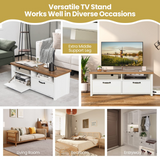 Tangkula TV Stand for 48-Inch TV, Modern TV Console Table with 2 Open Shelves & 2 Enclosed Cabinets