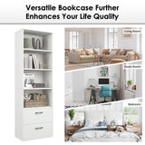 Tangkula 4 Shelf Bookcase with 2 Drawers, 74 Inches 4 Tiers Tall Open Bookshelf with 2 Slide-Out Drawers