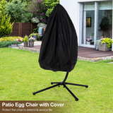 Tangkula Patio Egg Chair with Stand, Hanging Egg Swing Chair with Waterproof Cover, Removable Pillow