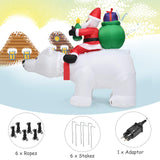 Tangkula Inflatable Christmas Santa Clause Riding The Polar Bear with Shaking Head