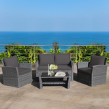 Tangkula 4 Pieces Patio Furniture Set, Outdoor Conversation Set with Cushions and Coffee Table