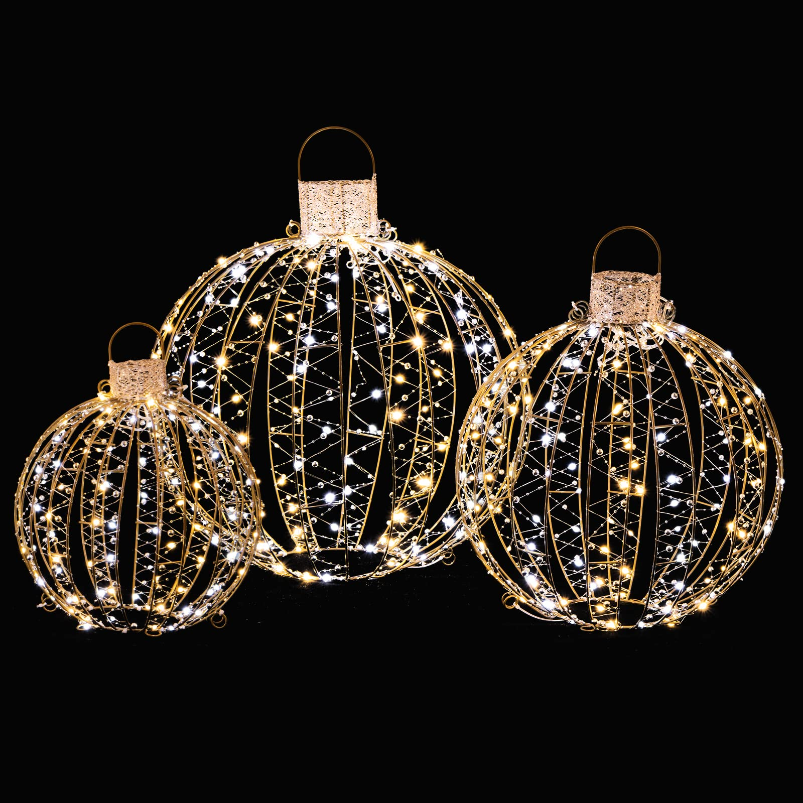 Christmas LED Light Balls for Tree (3 Pack) - Tangkula