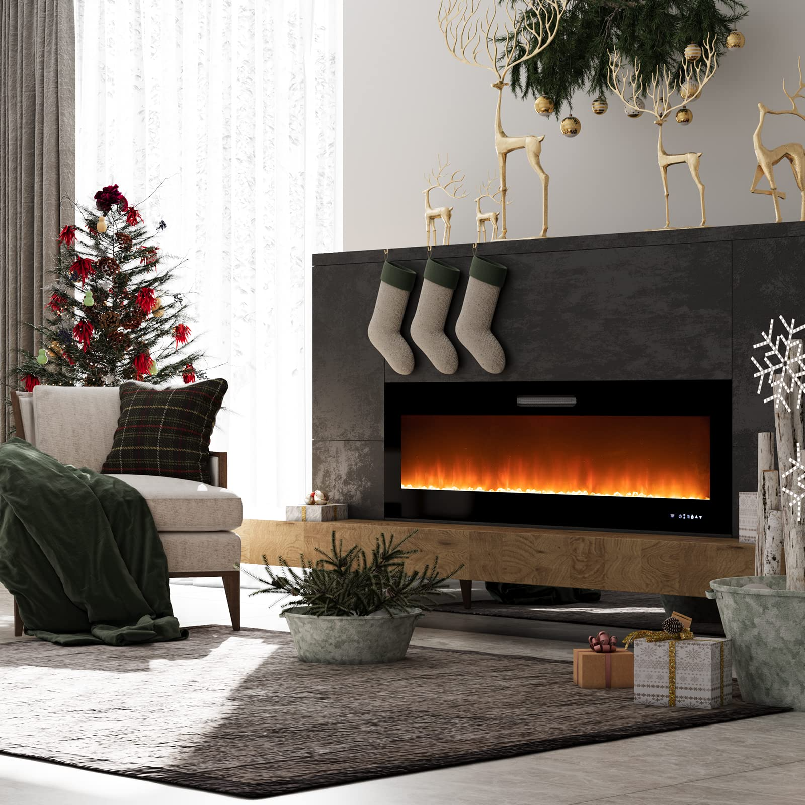 50 Inches Electric Fireplace Insert - Tangkula