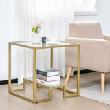 Tangkula Coffee Table Set of 2, Living Room Accent Table Set Includes Modern Deluxe Center Table & Square End Table