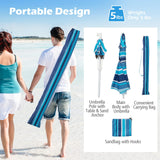 Tangkula 6.5 FT Beach Umbrella with Table, Windproof Ventilated Sunshade Shelter with Tilt Mechanism