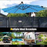 Tangkula 10 ft Cantilever Umbrella w/32 Solar-Powered LED Lights, Functional Tilting System & Hand-Crank Mechanism