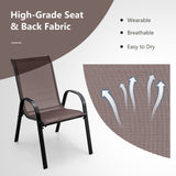 Tangkula 4 Pieces Patio Dining Chairs, Outdoor Stackable All Weather Heavy Duty Dining Chairs Set with Armrests