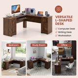 Tangkula L-Shaped Office Desk with Storage Drawers & Keyboard Tray