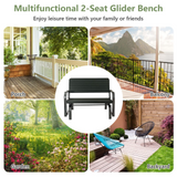 Tangkula Outdoor Glider Patio Chair Bench, Porch Glider Loveseat Swing Bench