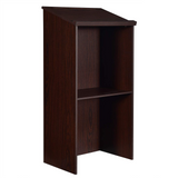 Tangkula Floor Standing Podium, Wooden Speaking Lectern with Adjustable Shelf