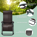 Tangkula Rattan Zero Gravity Chair, Outdoor Adjustable Folding Lounge Chair with Widened Armrest & Locking System