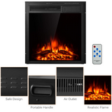 Tangkula Electric Fireplace Insert, Freestanding & Recessed Electric Fireplace Heater with Remote Control